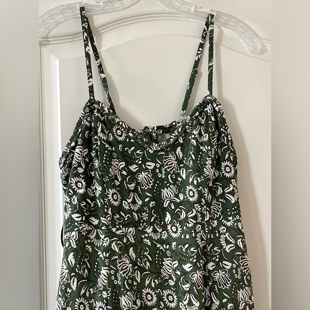 Sincerely Jules Olive Green Floral Dress Adjustable Straps, Lined Size Jrs. XL - Picture 10 of 16